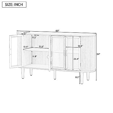 Lufeiya Buffet Sideboard Cabinet, 60" Wood Storage Cabinet with Adjustable Shelves and Cable Holes