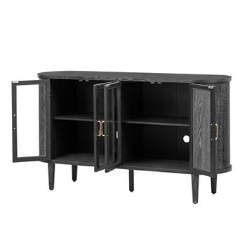 Lufeiya Buffet Sideboard Cabinet, 60" Wood Storage Cabinet with Adjustable Shelves and Cable Holes