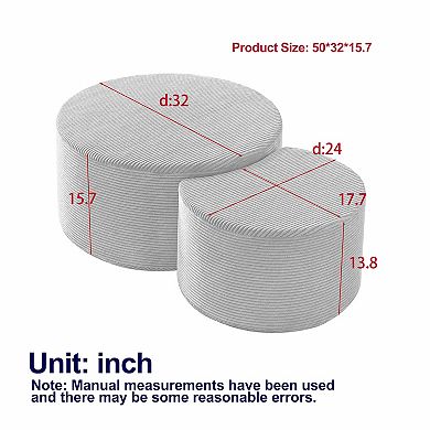 Heybly Nesting Coffee Table Set of 2, Upholstered Round Foam Ottoman