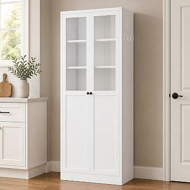 Lufeiya 72 Inch Metal Kitchen Pantry Cabinet with Adjustable Shelves, Tall Heavy-Duty Organizer