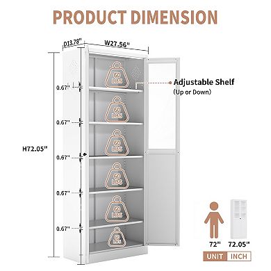 Lufeiya 72 Inch Metal Kitchen Pantry Cabinet with Adjustable Shelves, Tall Heavy-Duty Organizer