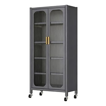 Lufeiya 65" Kitchen Pantry with Transparent Door, 6 tier Storage Cabinet for Kitchen