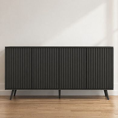 Lufeiya Sideboard Buffet Cabinet with Storage, 4 Doors, Adjustable Shelves