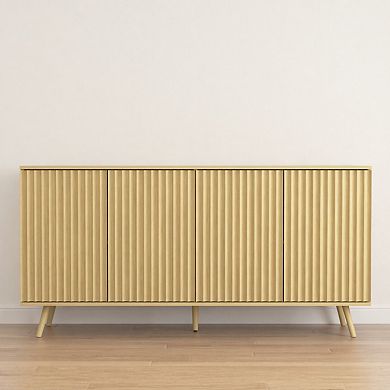 Lufeiya Sideboard Buffet Cabinet with Storage, 4 Doors, Adjustable Shelves