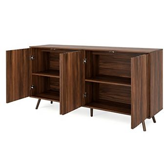 Lufeiya Sideboard Buffet Cabinet with Storage, 4 Doors, Adjustable Shelves