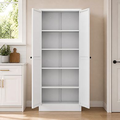 Lufeiya Metal Kitchen Pantry Cabinet with Adjustable Shelves, Freestanding Storage Organizer