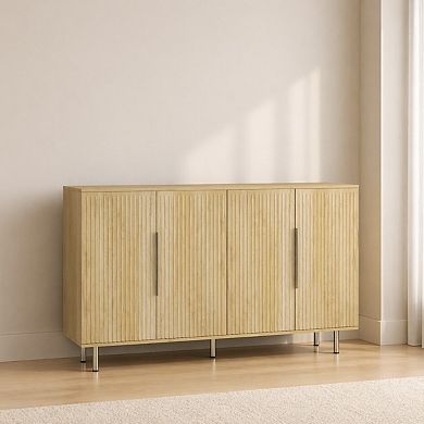 Lufeiya Sideboard Cabinet with Storage, Fluted Buffet with Adjustable Shelves