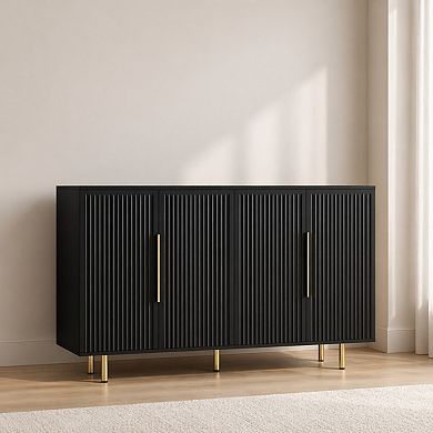 Lufeiya Sideboard Cabinet with Storage, Fluted Buffet with Adjustable Shelves