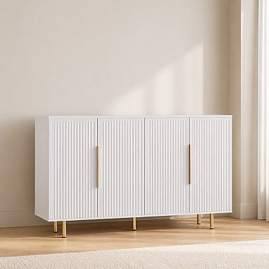 Lufeiya Sideboard Cabinet with Storage, Fluted Buffet with Adjustable Shelves