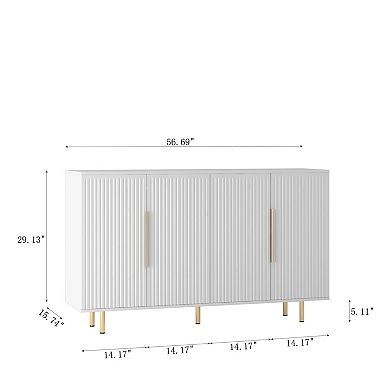 Lufeiya Sideboard Cabinet with Storage, Fluted Buffet with Adjustable Shelves