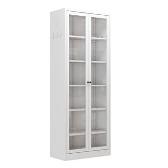 Lufeiya Metal Tall Freestanding Kitchen Pantry Cabinet with Adjustable Shelves