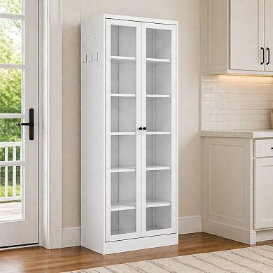 Lufeiya Metal Tall Freestanding Kitchen Pantry Cabinet with Adjustable Shelves