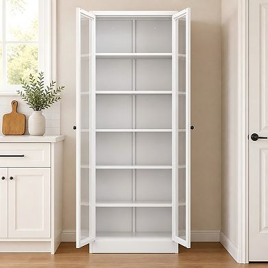 Lufeiya Metal Tall Freestanding Kitchen Pantry Cabinet with Adjustable Shelves