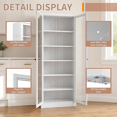 Lufeiya Metal Tall Freestanding Kitchen Pantry Cabinet with Adjustable Shelves