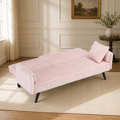 Lufeiya 72 Inch Corduroy Sofa Bed with Adjustable Backrest, Convertible 2-3 Seat Couch