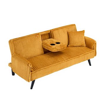 Lufeiya 72 Inch Corduroy Sofa Bed with Adjustable Backrest, Convertible 2-3 Seat Couch