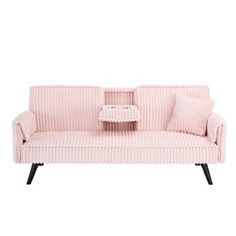 Lufeiya 72 Inch Corduroy Sofa Bed with Adjustable Backrest, Convertible 2-3 Seat Couch