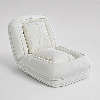Heybly Foldable Sofa Bed with 5 Adjustable Positions, Corduroy Lazy Floor Chair with 2 Pillows