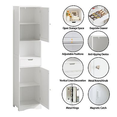 Lufeiya 67" Tall Bathroom Storage Cabinet with 2 Doors and 1 Drawer, Adjustable Shelves