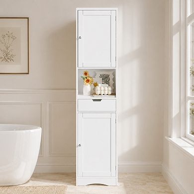 Lufeiya 67" Tall Bathroom Storage Cabinet with 2 Doors and 1 Drawer, Adjustable Shelves