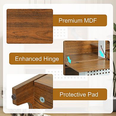 Heybly 2-in-1 Cat Furniture, Cat Litter Box Enclosure with Storage, for Small-Medium Cats