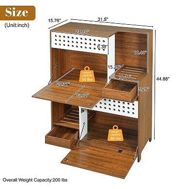 Heybly 2-in-1 Cat Furniture, Cat Litter Box Enclosure with Storage, for Small-Medium Cats