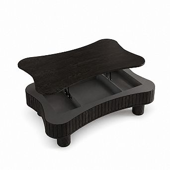 Heybly 42" Lift Top Coffee Table with Fluted Panels, Hidden Storage, Silent Hydraulic Lift
