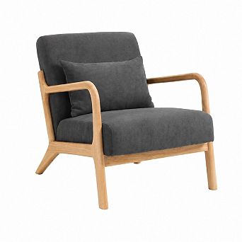 Lufeiay Modern Accent Chair with Linen Upholstery and Wood Frame for Living Room