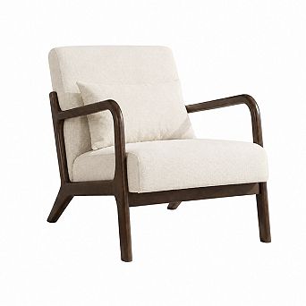 Lufeiay Modern Accent Chair with Linen Upholstery and Wood Frame for Living Room