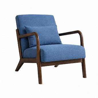 Lufeiay Modern Accent Chair with Linen Upholstery and Wood Frame for Living Room