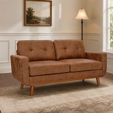Lufeiya 65" Mid Century Modern Loveseat Sofa with Breathable Fabric and Wood Legs