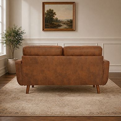 Lufeiya 65" Mid Century Modern Loveseat Sofa with Breathable Fabric and Wood Legs