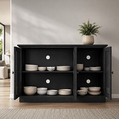Lufeiya 45" Sideboard Cabinet with Mirrored Acrylic Doors and Adjustable Shelves for Living Room