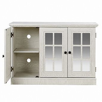 Lufeiya 45" Sideboard Cabinet with Mirrored Acrylic Doors and Adjustable Shelves for Living Room