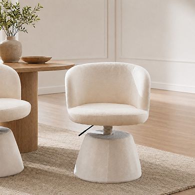 Lufeiya 360° Swivel Adjustable Chenille Dining Chairs with Upholstered Seat