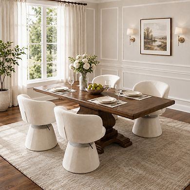 Lufeiya 360° Swivel Adjustable Chenille Dining Chairs with Upholstered Seat