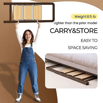 Lufeiya 3 Step Folding Aluminum Ladder with Anti-Slip Pedals and Handrails for Home Use