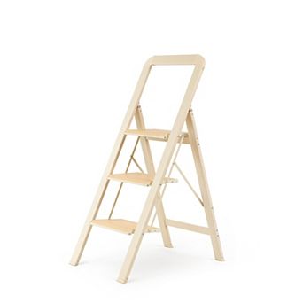 Lufeiya 3 Step Folding Aluminum Ladder with Anti-Slip Pedals and Handrails for Home Use