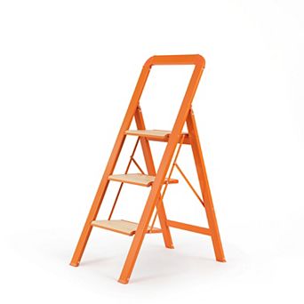 Lufeiya 3 Step Folding Aluminum Ladder with Anti-Slip Pedals and Handrails for Home Use