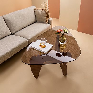 Heybly 35.82 Inch Tempered Glass Coffee Table, Center Table for Living Room