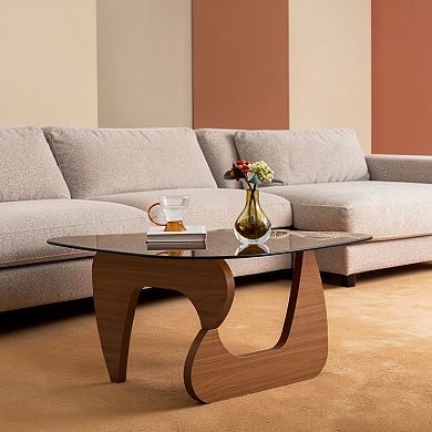 Heybly 35.82 Inch Tempered Glass Coffee Table, Center Table for Living Room