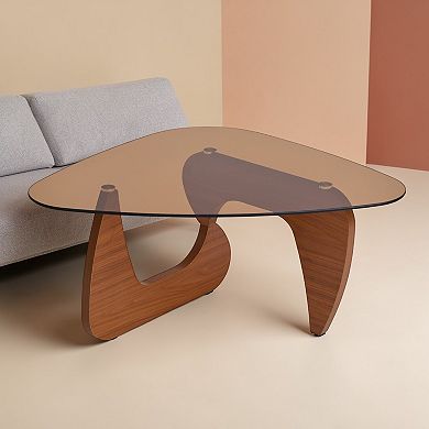 Heybly 35.82 Inch Tempered Glass Coffee Table, Center Table for Living Room