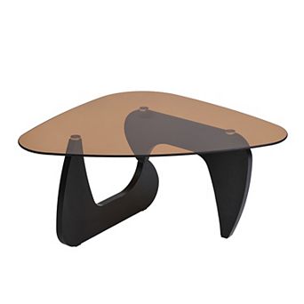 Heybly 35.82 Inch Tempered Glass Coffee Table, Center Table for Living Room
