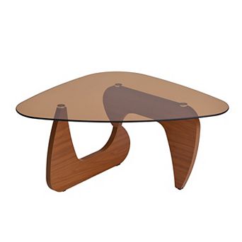 Heybly 35.82 Inch Tempered Glass Coffee Table, Center Table for Living Room
