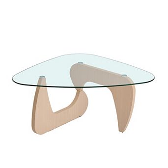 Heybly 35.82 Inch Tempered Glass Coffee Table, Center Table for Living Room
