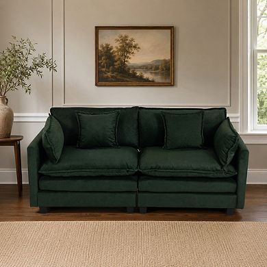 Lufeiya 77.95" Chenille Loveseat Sectional Sofa with Waist Pillows for Living Room