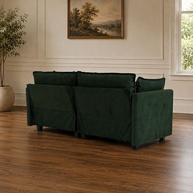 Lufeiya 77.95" Chenille Loveseat Sectional Sofa with Waist Pillows for Living Room
