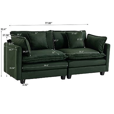 Lufeiya 77.95" Chenille Loveseat Sectional Sofa with Waist Pillows for Living Room