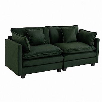 Lufeiya 77.95" Chenille Loveseat Sectional Sofa with Waist Pillows for Living Room