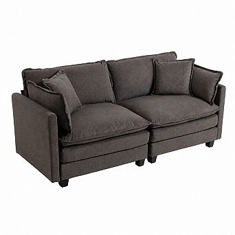 Lufeiya 77.95" Chenille Loveseat Sectional Sofa with Waist Pillows for Living Room